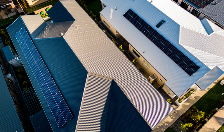 solar panels on the grey colour roof